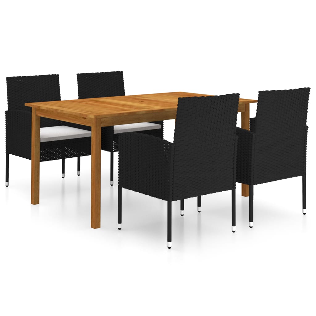 Garden Dining Furniture Set 5 pcs Black