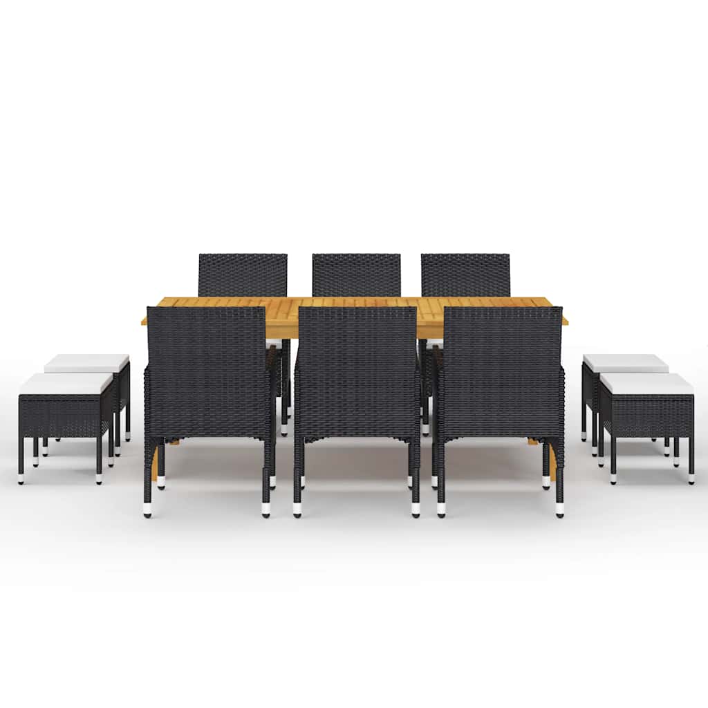 Set Mobili da Pranzo per Giardino 11 pz Nero | homemem39