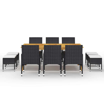 Set Mobili da Pranzo per Giardino 11 pz Nero | homemem39