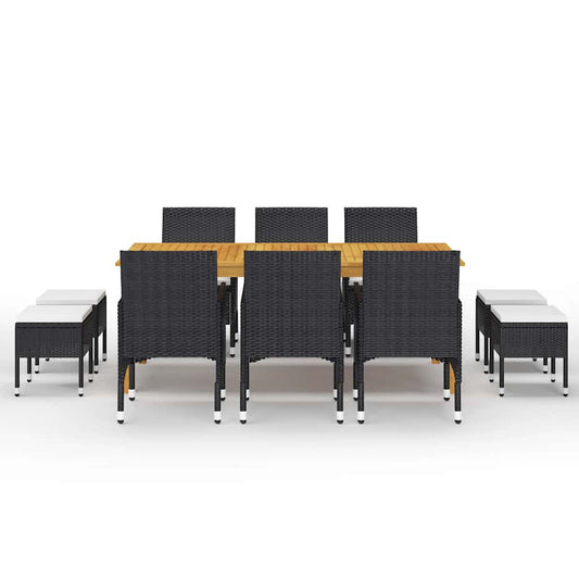 Set Mobili da Pranzo per Giardino 11 pz Nero | homemem39