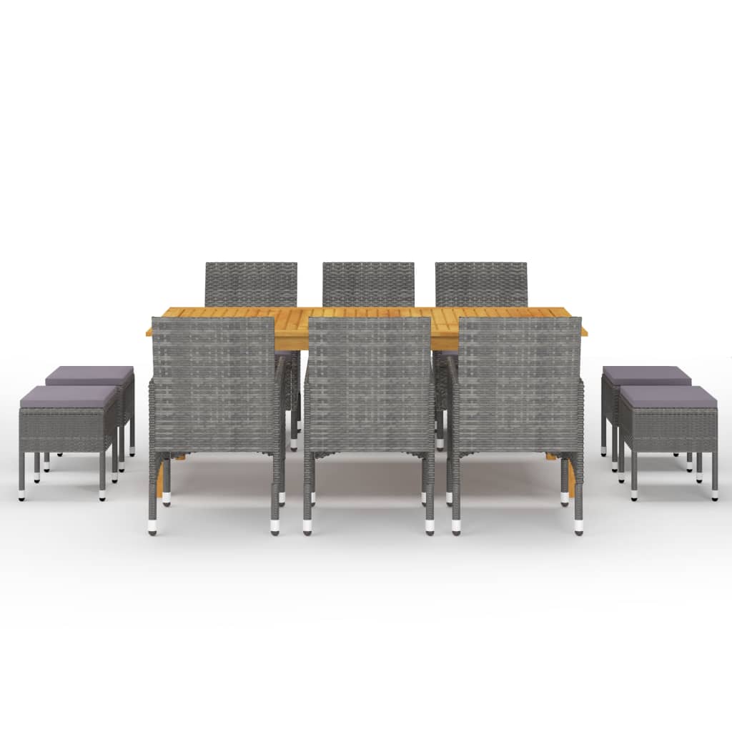 Set Mobili da Pranzo per Giardino 11 pz Grigio - homemem39