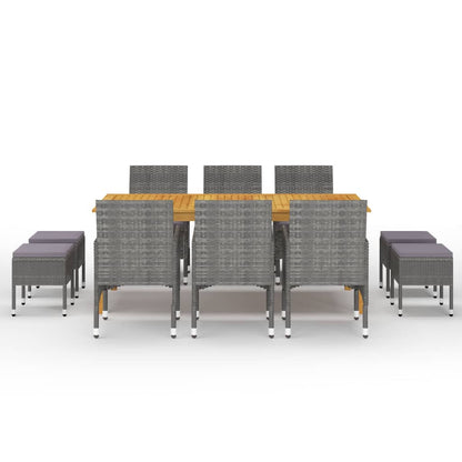 Set Mobili da Pranzo per Giardino 11 pz Grigio - homemem39