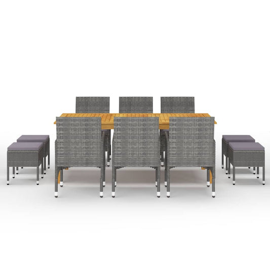 Set Mobili da Pranzo per Giardino 11 pz Grigio - homemem39