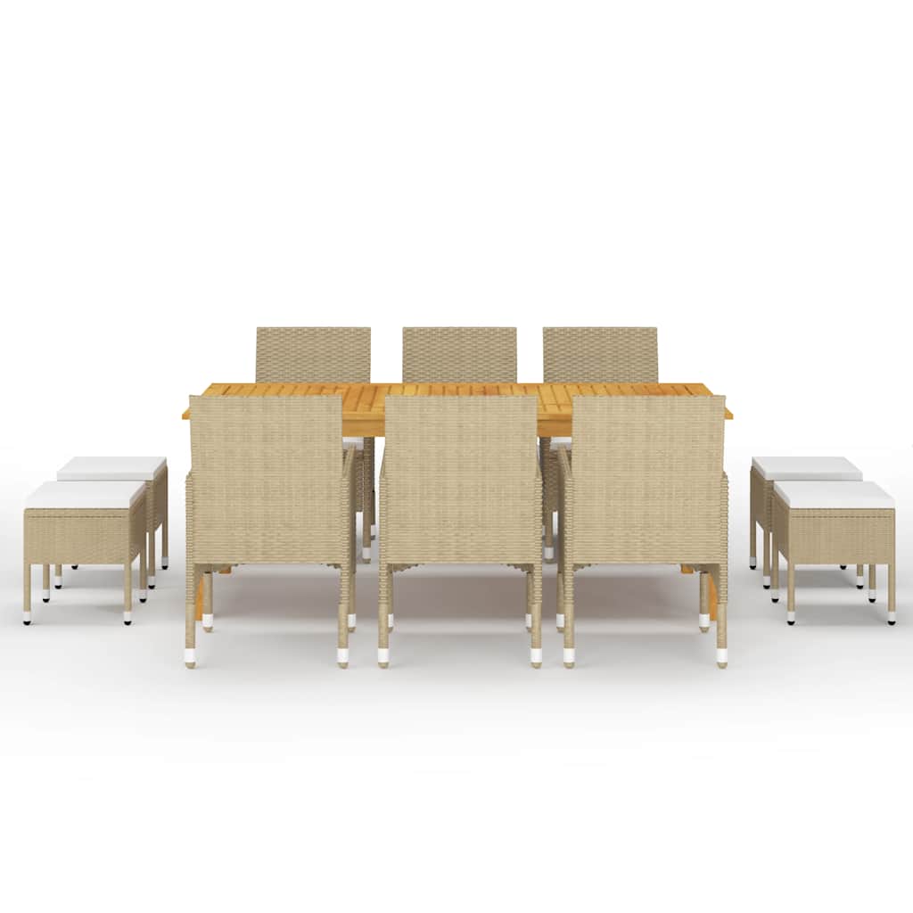 Set Mobili da Pranzo per Giardino 11 pz Beige | homemem39