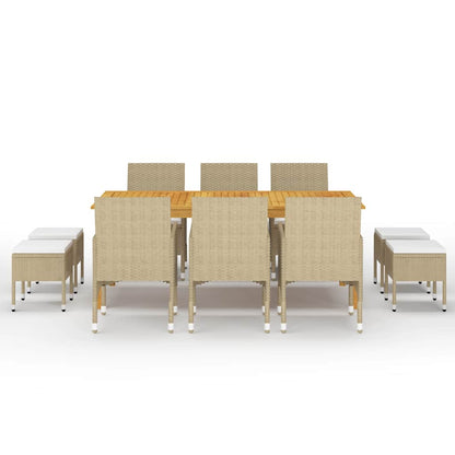 Set Mobili da Pranzo per Giardino 11 pz Beige | homemem39
