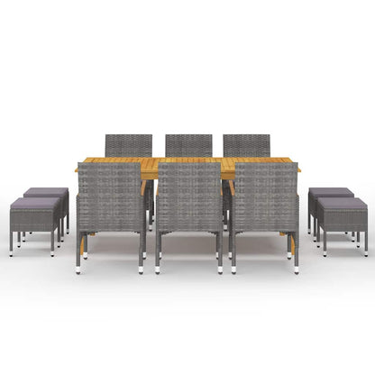 Set da Pranzo da Giardino 11 pz Grigio | homemem39