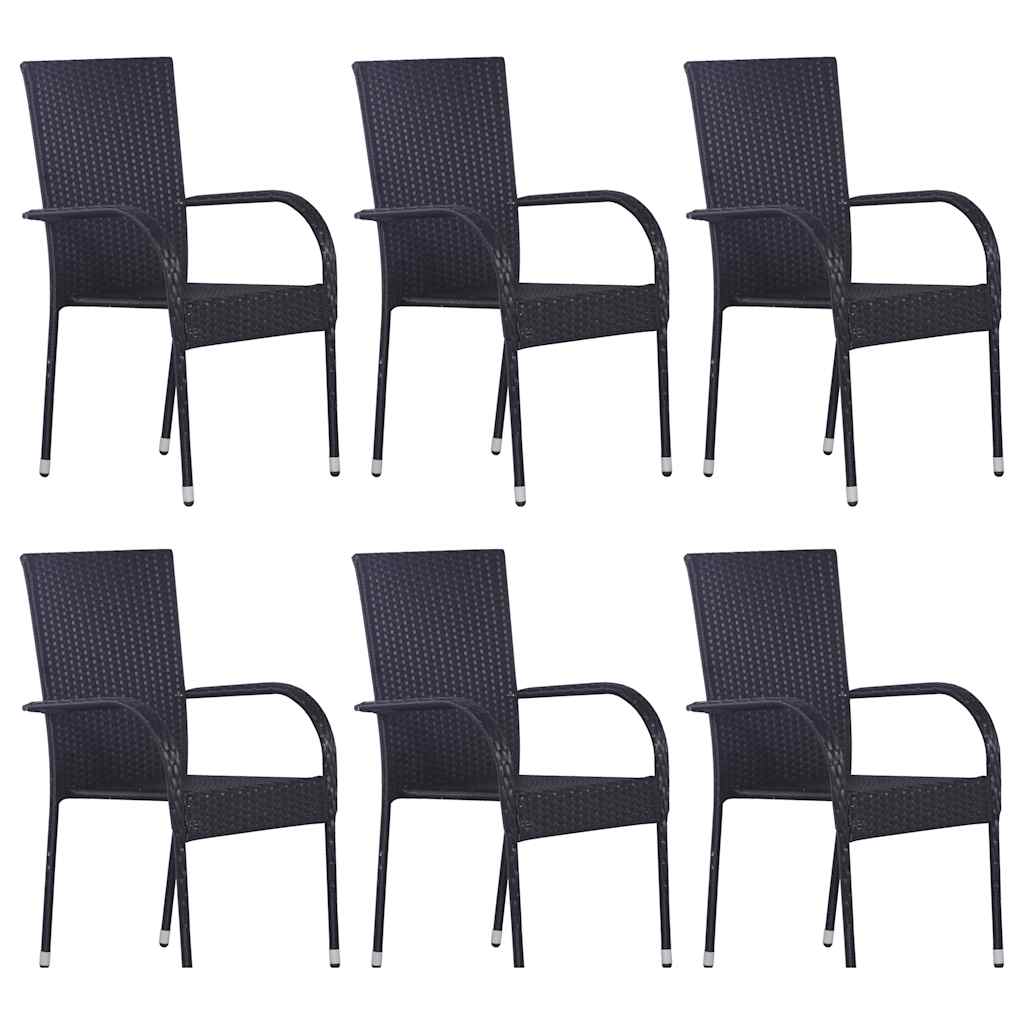 Set Mobili da Pranzo per Giardino 7 pz Nero | homemem39
