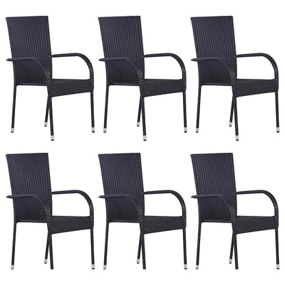 Set Mobili da Pranzo per Giardino 7 pz Nero | homemem39