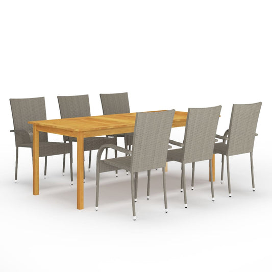 Set Mobili da Pranzo per Giardino 7 pz Grigio - homemem39