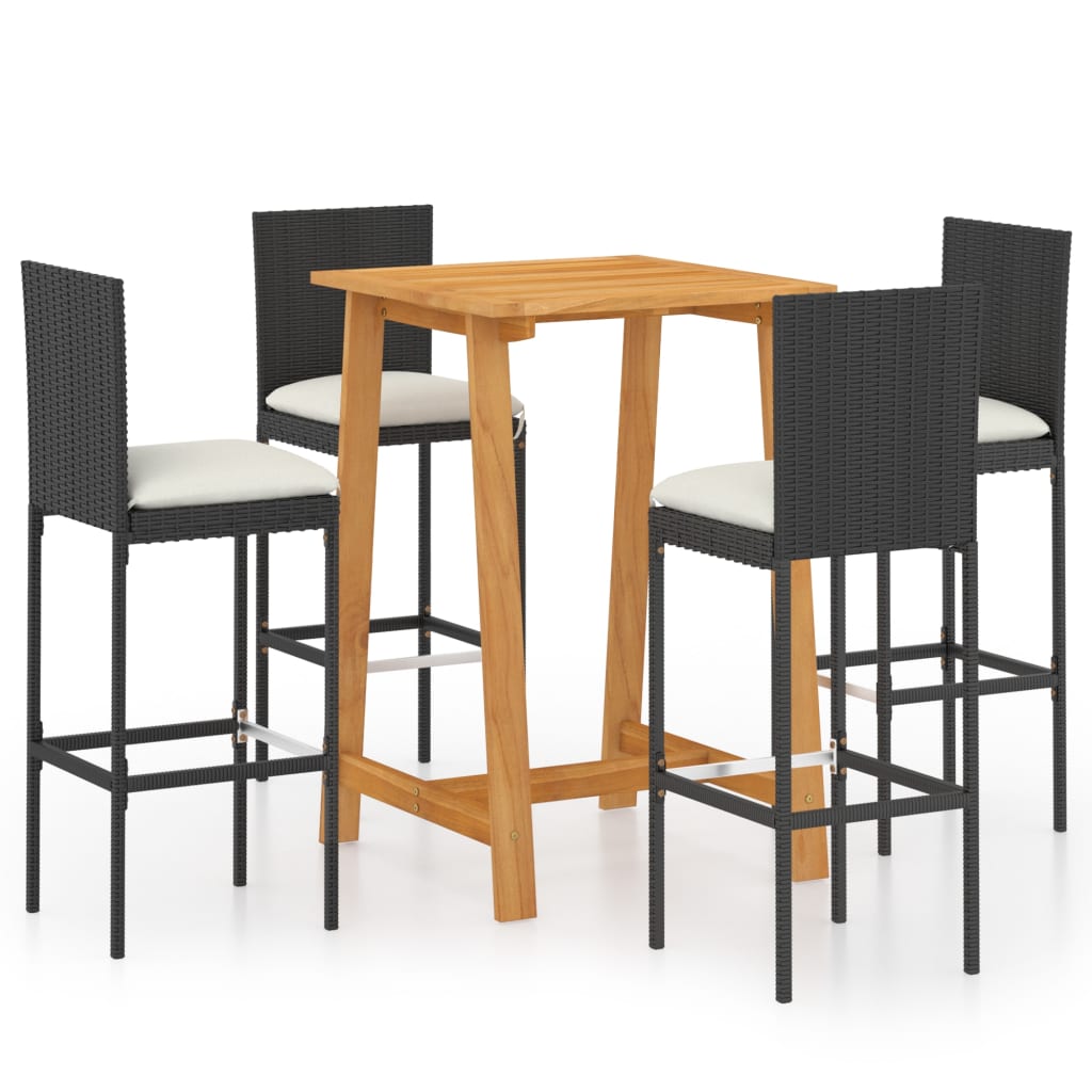 Set da Bar da Giardino 5 pz con Cuscini Nero | homemem39
