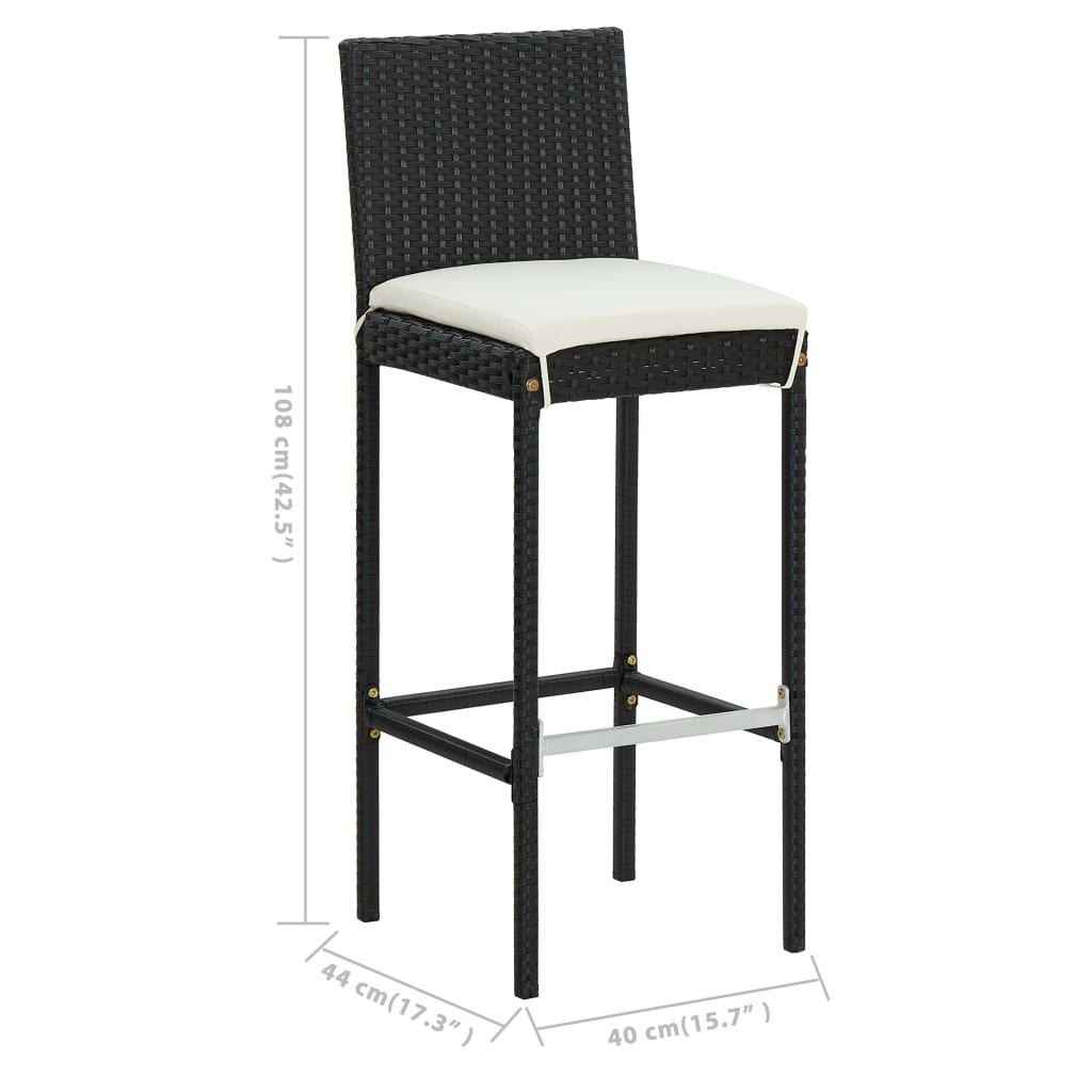Set da Bar da Giardino 5 pz con Cuscini Nero | homemem39