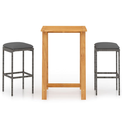 Set Bar da Giardino 3 pz con Cuscini Grigio | homemem39