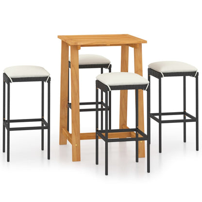 Set da Bar da Giardino 5 pz con Cuscini Nero