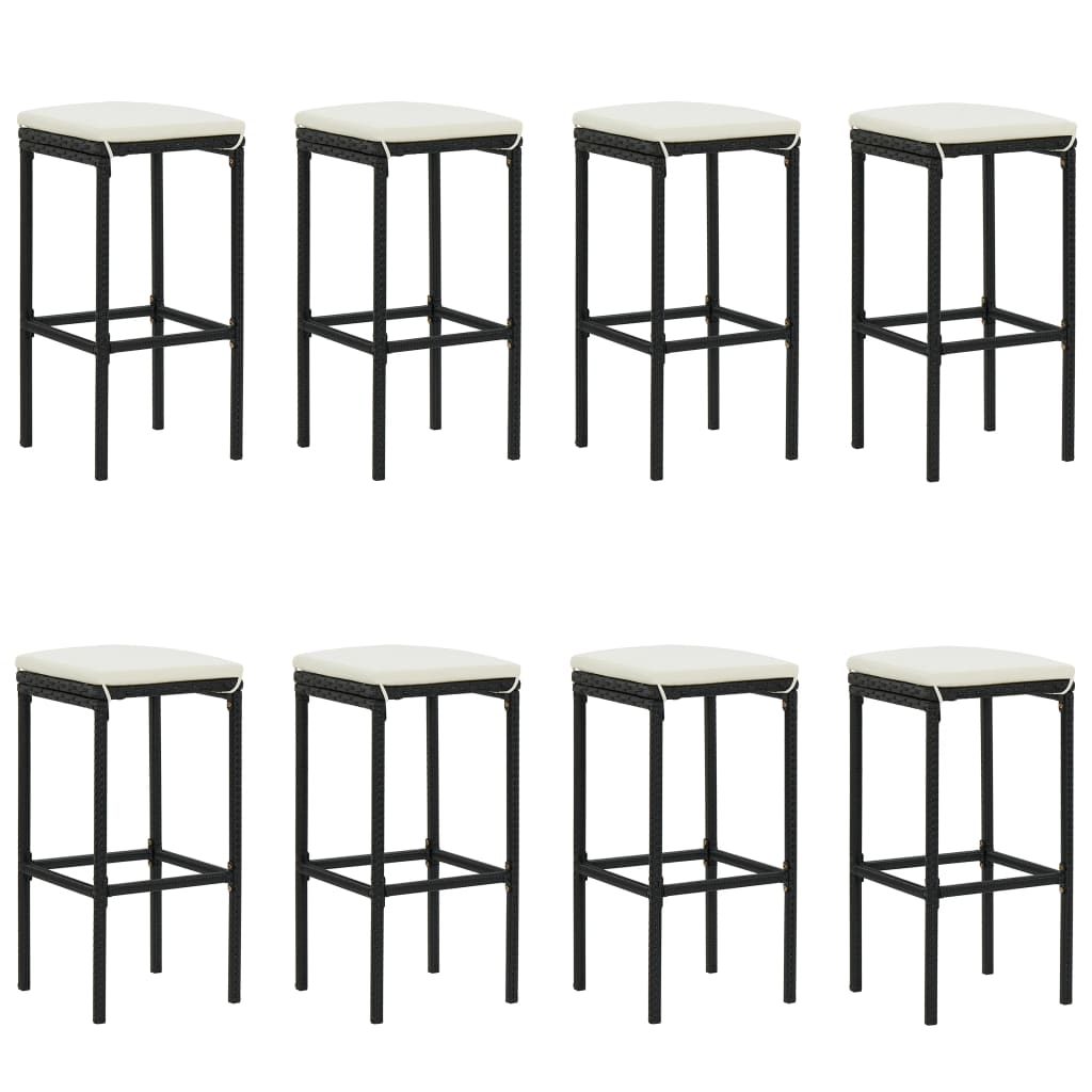 Set da Bar da Giardino 9 pz con Cuscini Nero | homemem39