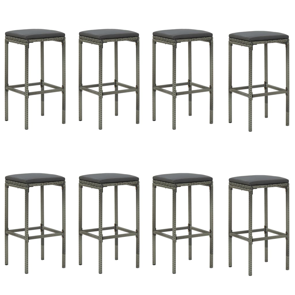 Set da Bar da Giardino 9 pz con Cuscini Grigio | homemem39