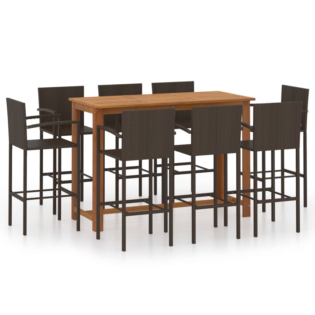 Set Bar da Giardino 9 pz Marrone | homemem39
