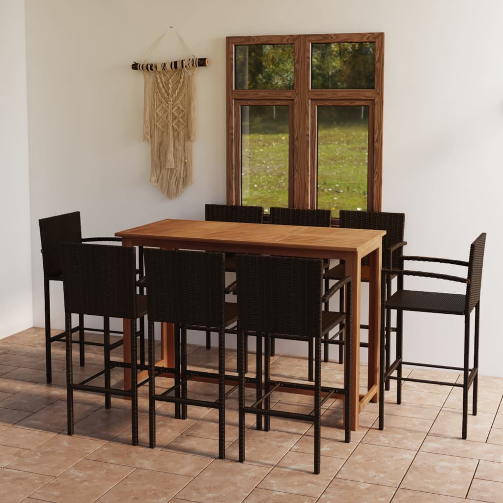 Set Bar da Giardino 9 pz Marrone | homemem39