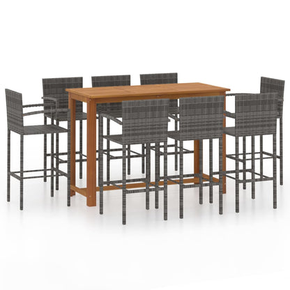 Set Bar da Giardino 9 pz Grigio | homemem39