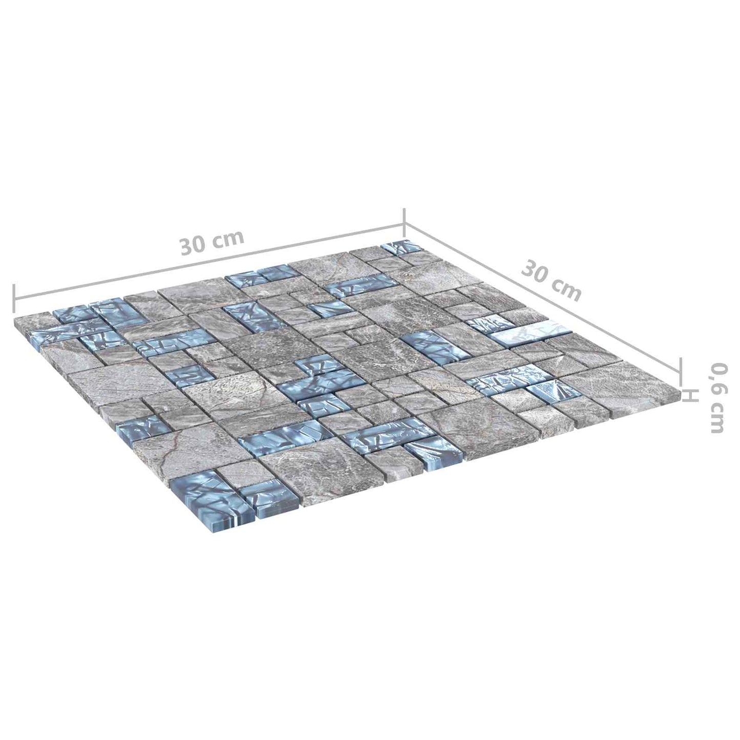 Piastrella Mosaic 11 pcs Grigio e Blu 50 x 50 cm Vetro | homemem39