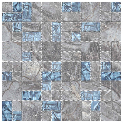 Piastrella Mosaic 22 pcs Grigio e Blu 50 x 50 cm Vetro | homemem39