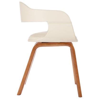 White Dining Chair in Folded Wood and Faux Leather