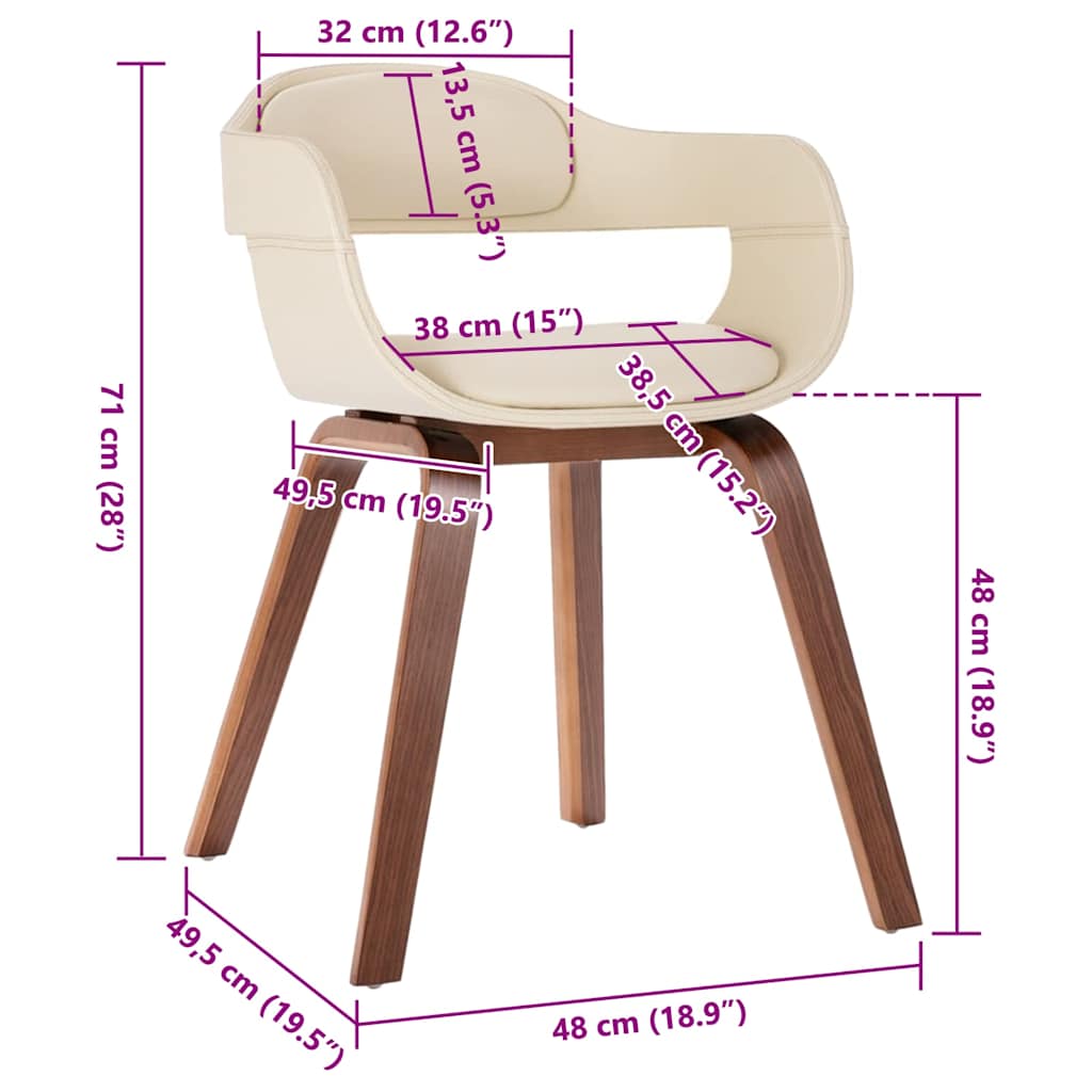 Sedia da Pranzo Bianco in Legno Piegato e Similpelle