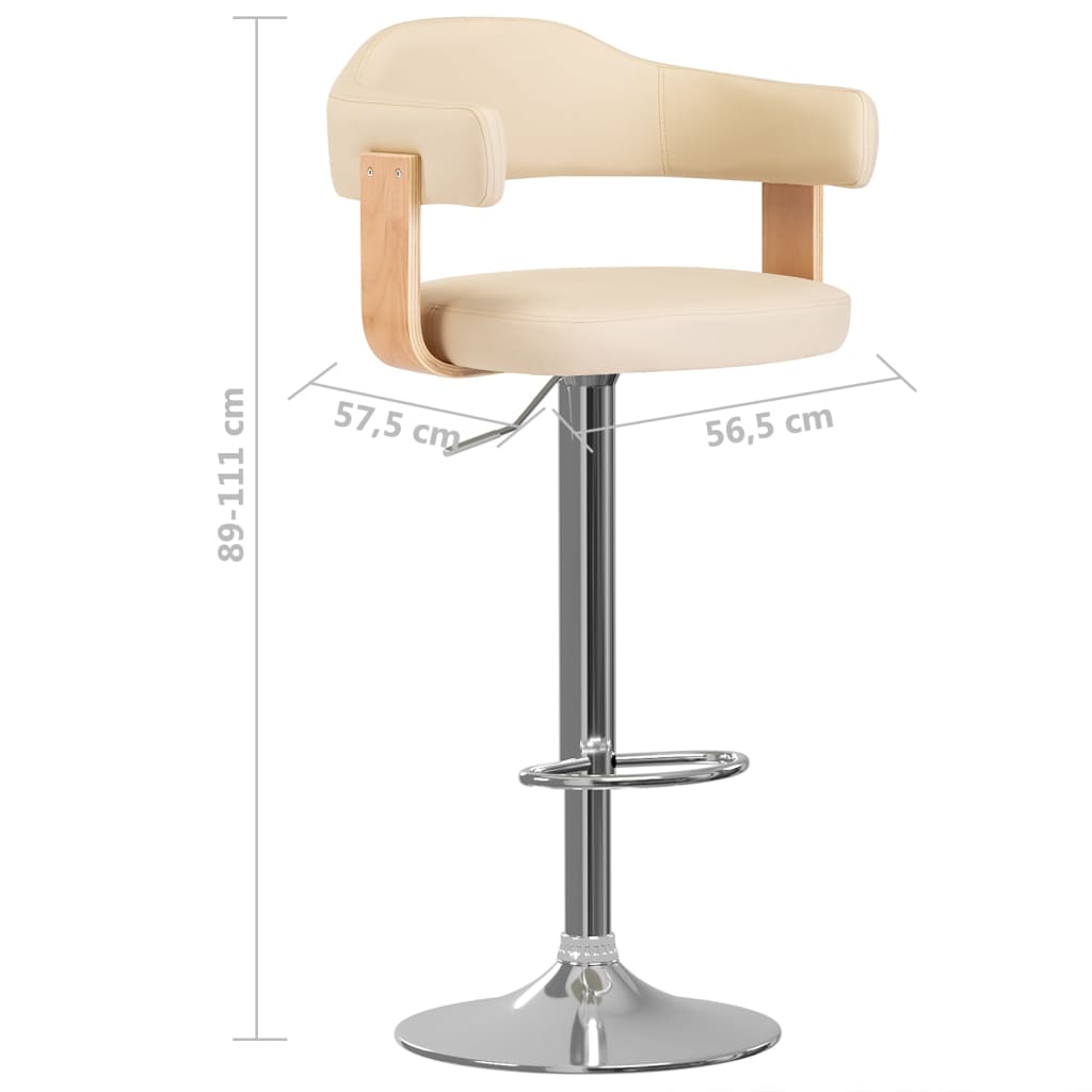 Sgabelli da Bar 2 pz Crema in Legno Curvo e Similpelle | homemem39