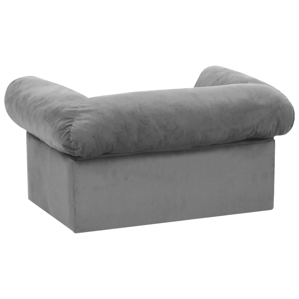 Divano per Cani con Cassetto Grigio 75x50x38 cm in Peluche