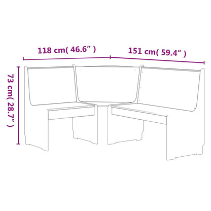 Panca Angolare 151 cm in Legno Massello di Pino Marrone Miele