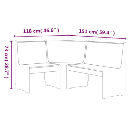 Panca Angolare REINE 151 cm in Pino Marrone ambra e Grigio