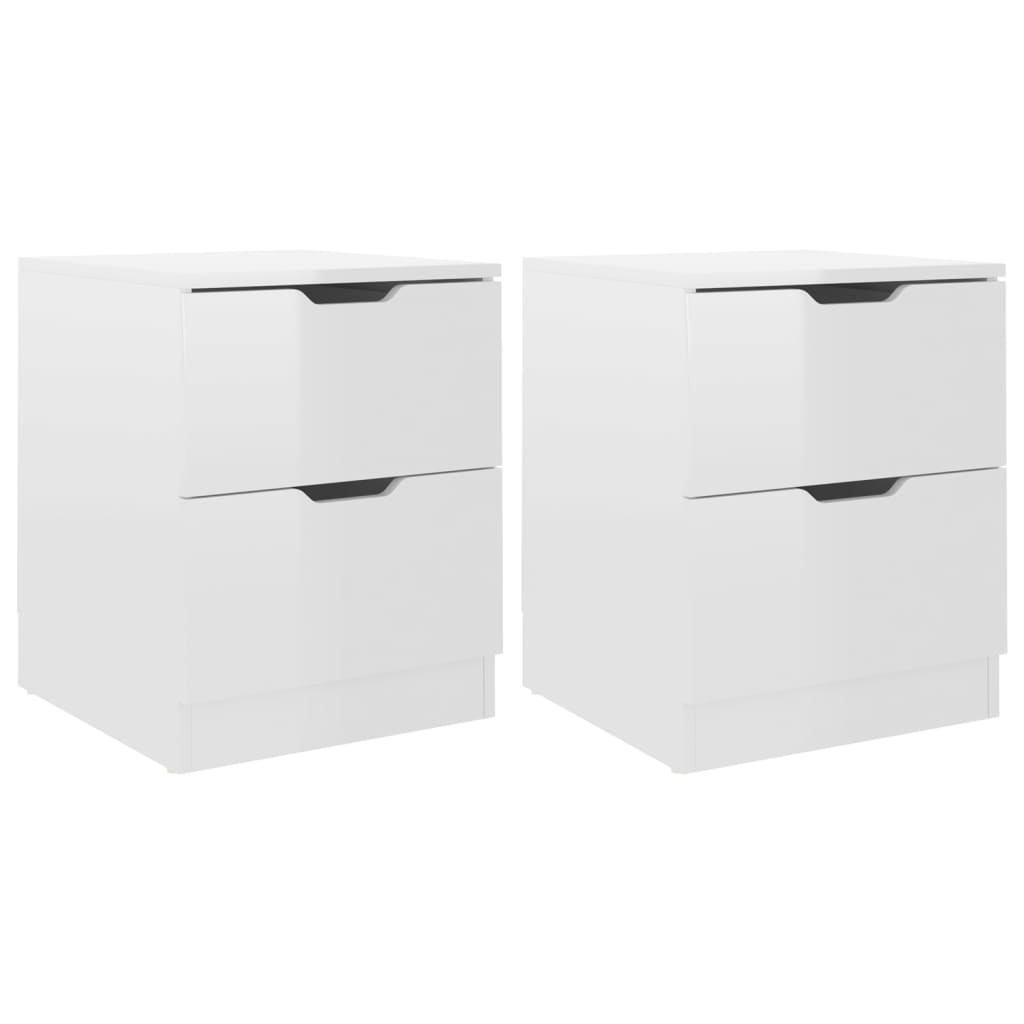 Comodini 2 pz Bianco Lucido 40x40x50 cm in Legno Multistrato - homemem39