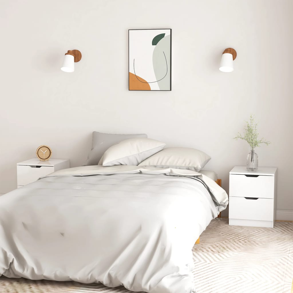Comodini 2 pz Bianco Lucido 40x40x50 cm in Legno Multistrato - homemem39