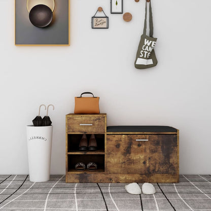Panca Porta Scarpe Rovere Fumo 94,5x31x57cm Legno Multistrato - homemem39