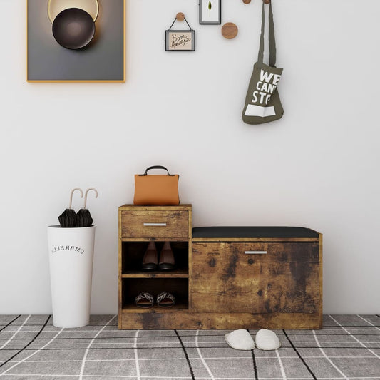 Panca Porta Scarpe Rovere Fumo 94,5x31x57cm Legno Multistrato - homemem39