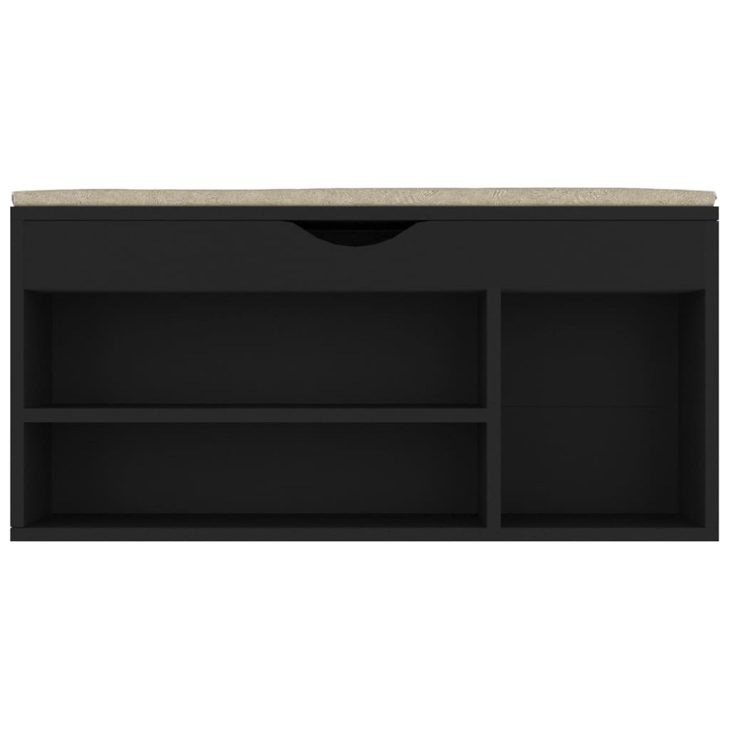 Panca Porta Scarpe con Cuscino Nera 104x30x49cm Multistrato - homemem39