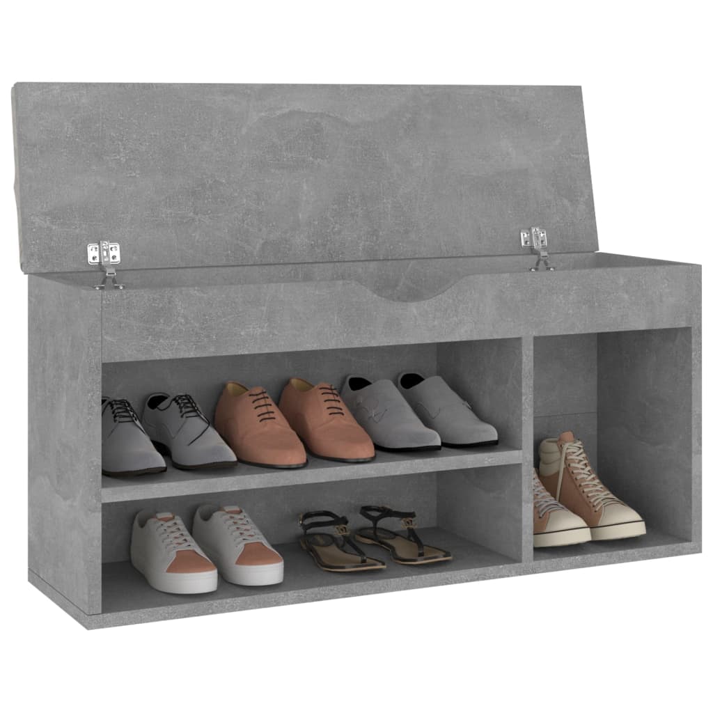 Panca Scarpe con Cuscino Grigio Cemento 104x30x49cm Multistrato - homemem39