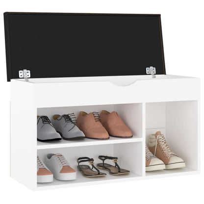 Panca Porta Scarpe con Cuscino Bianca 80x30x47cm Multistrato - homemem39
