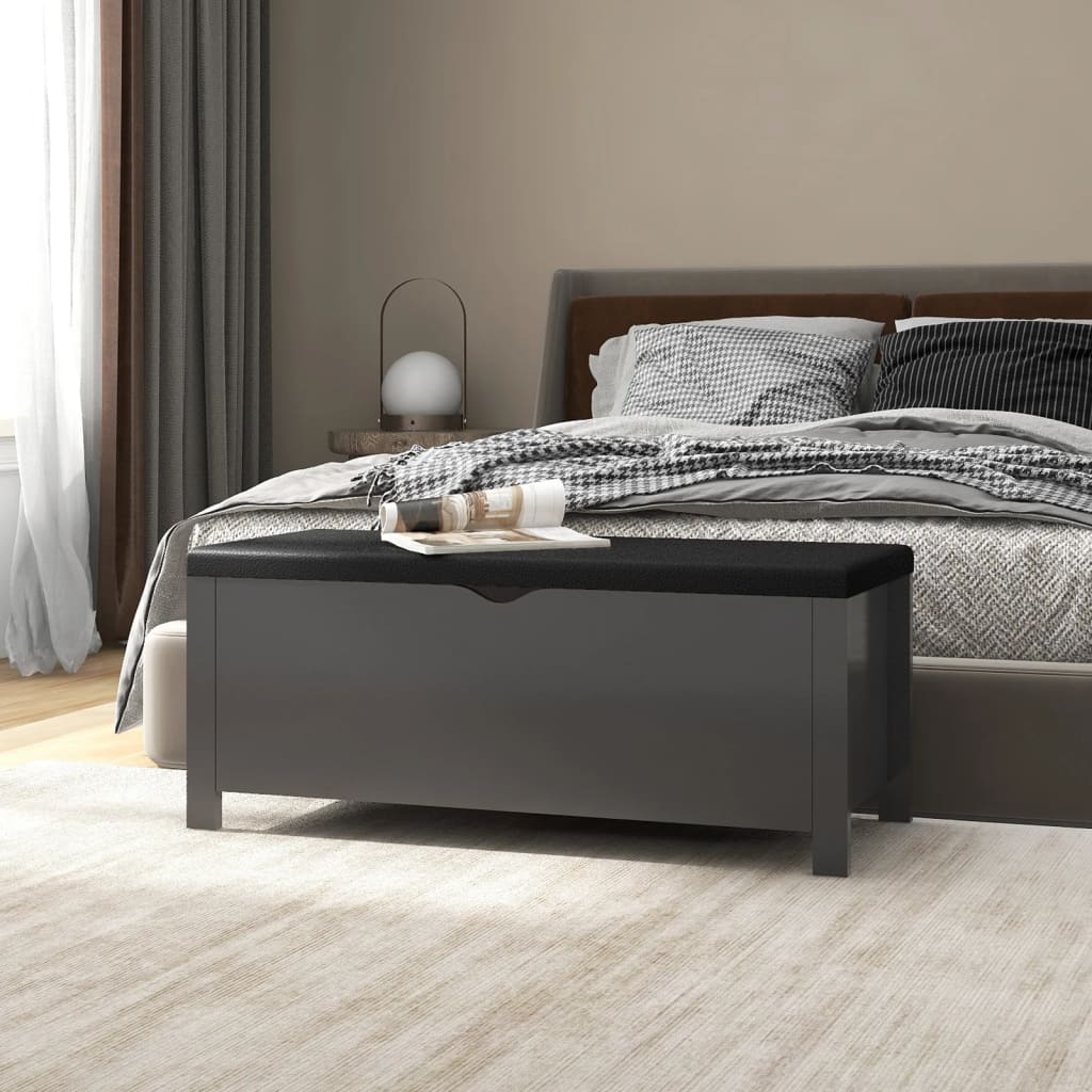 Contenitore con Cuscino Grigio 105x40x45cm Legno Multistrato - homemem39