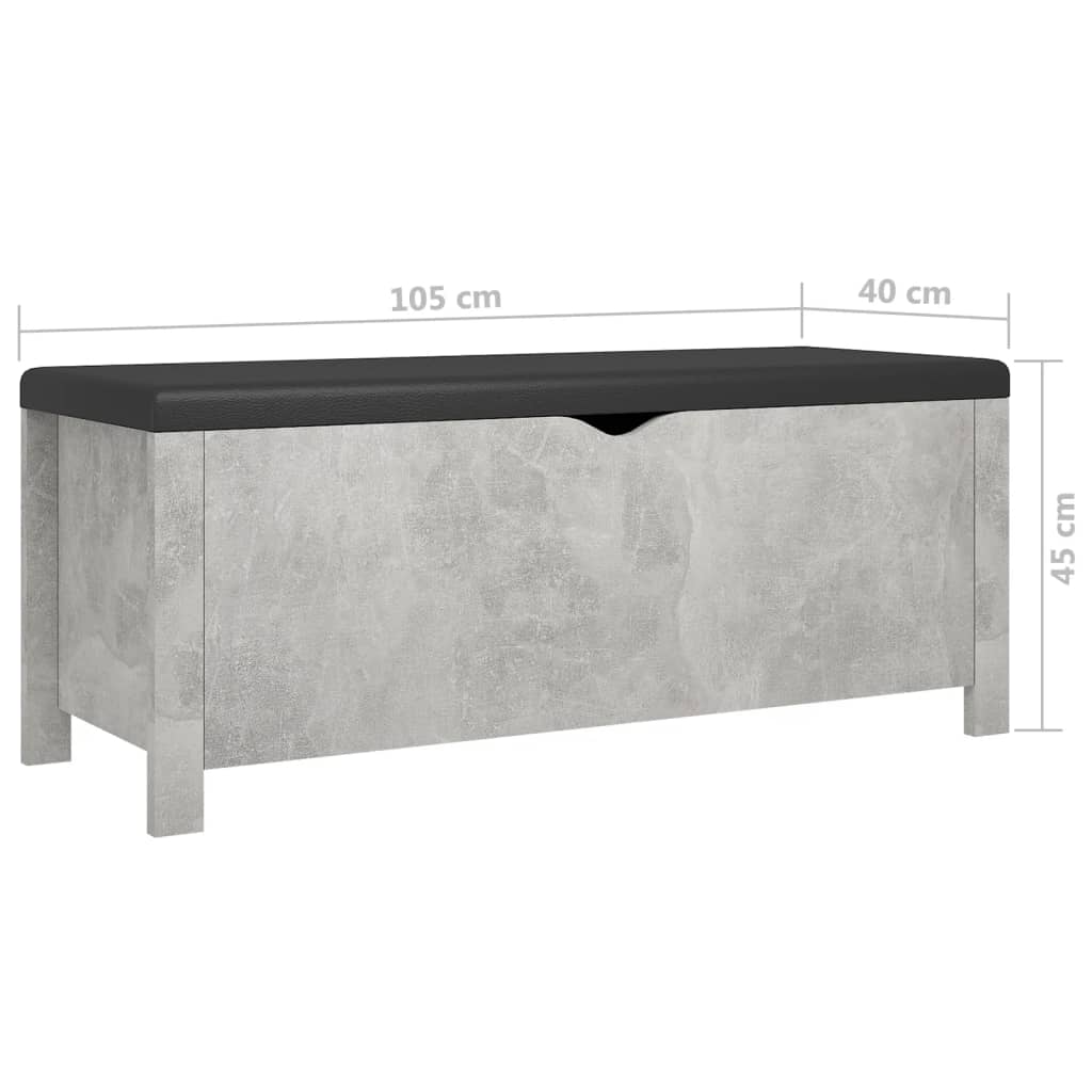 Contenitore con Cuscino Grigio Cemento 105x40x45cm Multistrato - homemem39