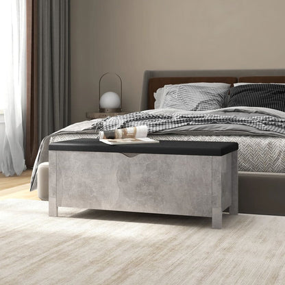 Contenitore con Cuscino Grigio Cemento 105x40x45cm Multistrato - homemem39