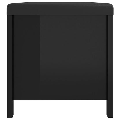 Contenitore con Cuscino Nero Lucido 105x40x45cm Multistrato