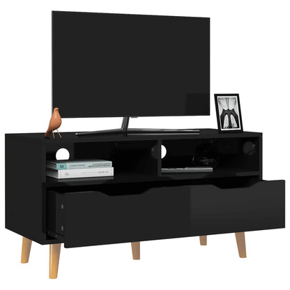 Mobile Porta TV Nero Lucido 90x40x48,5 cm Legno Multistrato - homemem39