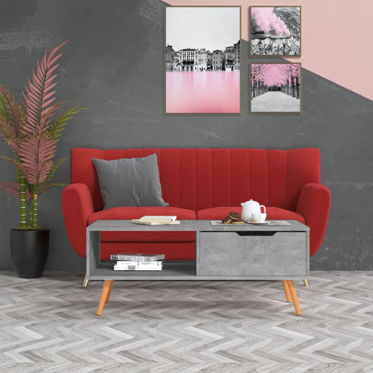 Tavolino Salotto Grigio Cemento 100x49,5x43cm Legno Multistrato | homemem39