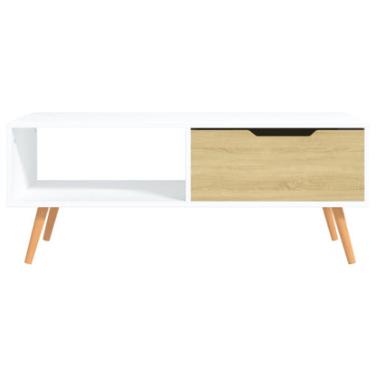 Tavolino Salotto Bianco Rovere Sonoma 100x49,5x43cm Multistrato | homemem39