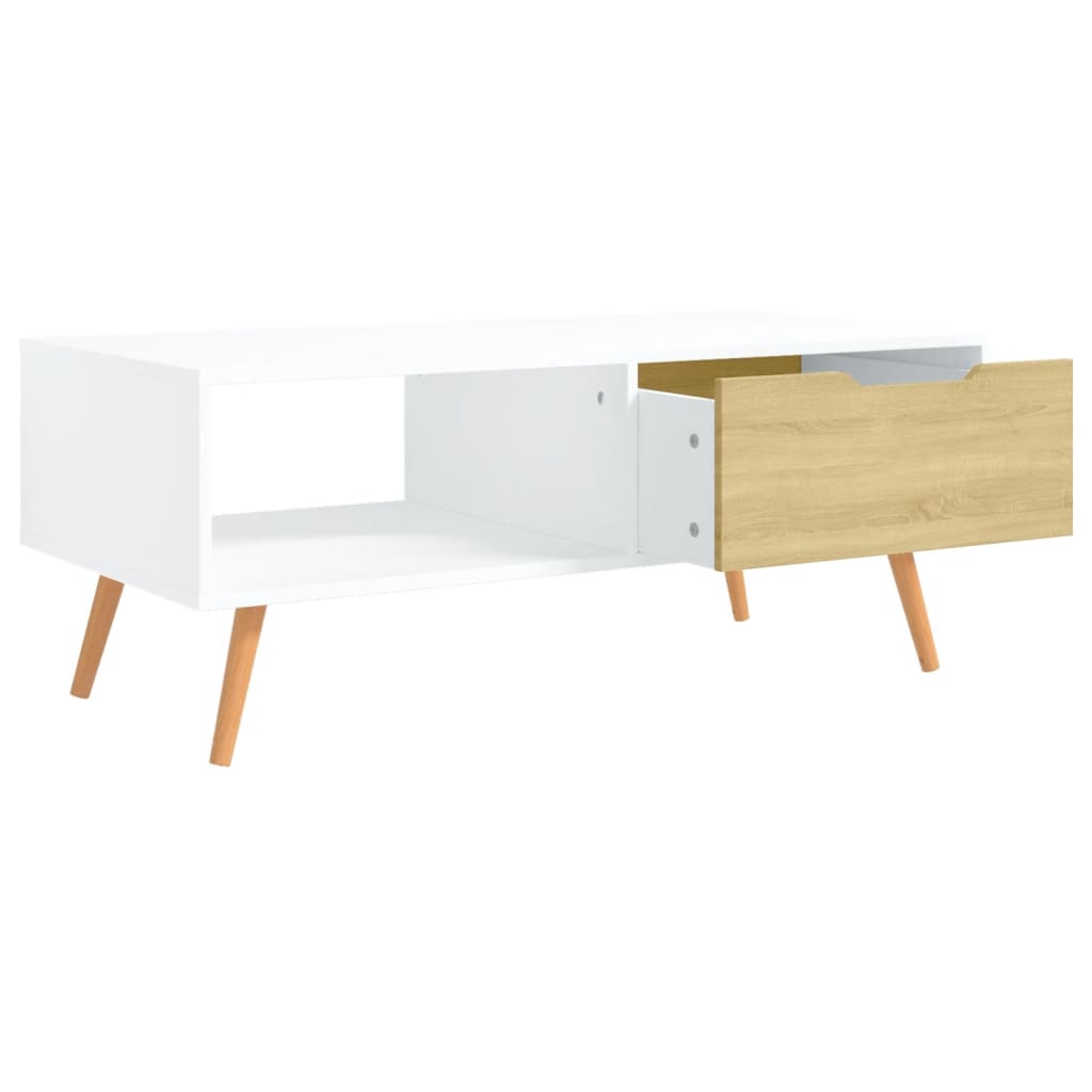 Tavolino Salotto Bianco Rovere Sonoma 100x49,5x43cm Multistrato | homemem39