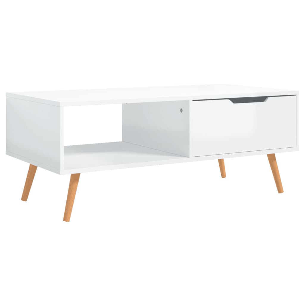 Tavolino Salotto Bianco Lucido 100x49,5x43 cm Legno Multistrato | homemem39
