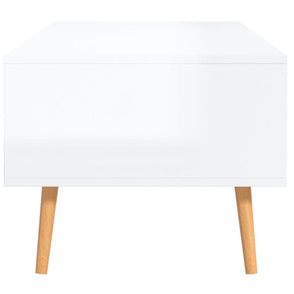 Tavolino Salotto Bianco Lucido 100x49,5x43 cm Legno Multistrato | homemem39