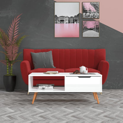 Tavolino Salotto Bianco Lucido 100x49,5x43 cm Legno Multistrato | homemem39