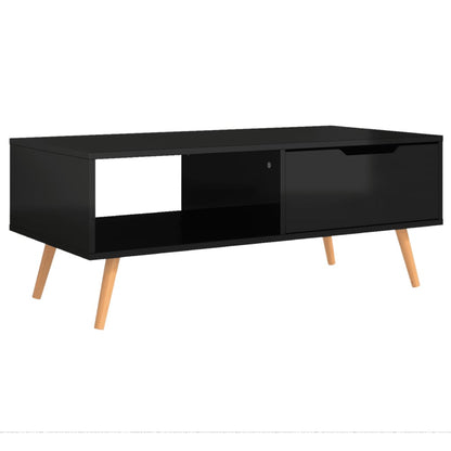 Tavolino Salotto Nero Lucido 100x49,5x43 cm Legno Multistrato | homemem39