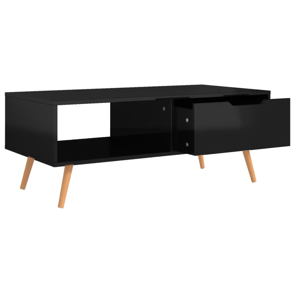 Tavolino Salotto Nero Lucido 100x49,5x43 cm Legno Multistrato | homemem39